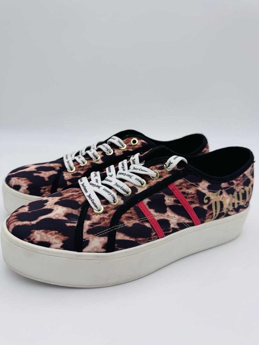 Juicy Couture Women’s Platform Sneakers Leopard Print Size 8M
